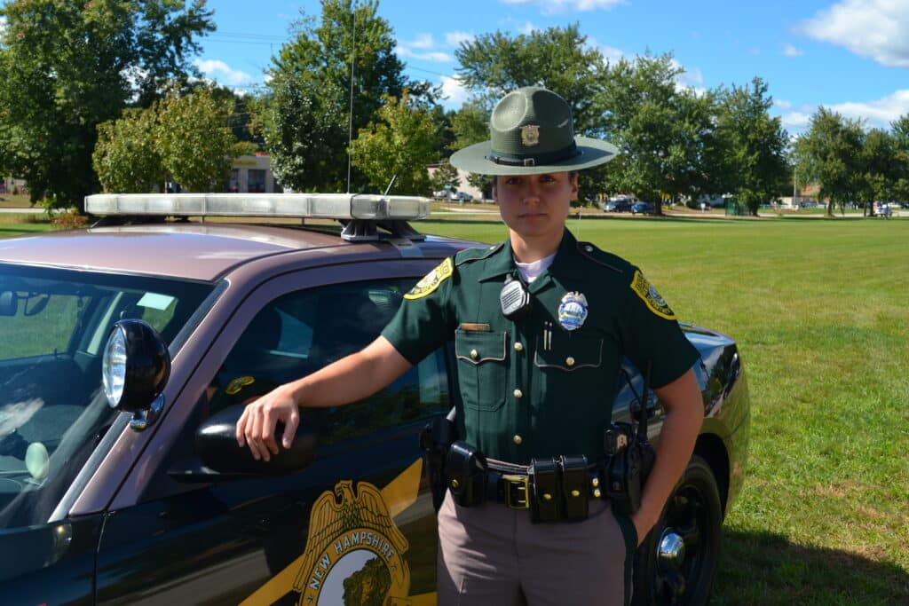 Criminal Justice intro image of a female NH state trooper