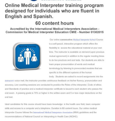 Online Medical Interpreter Program