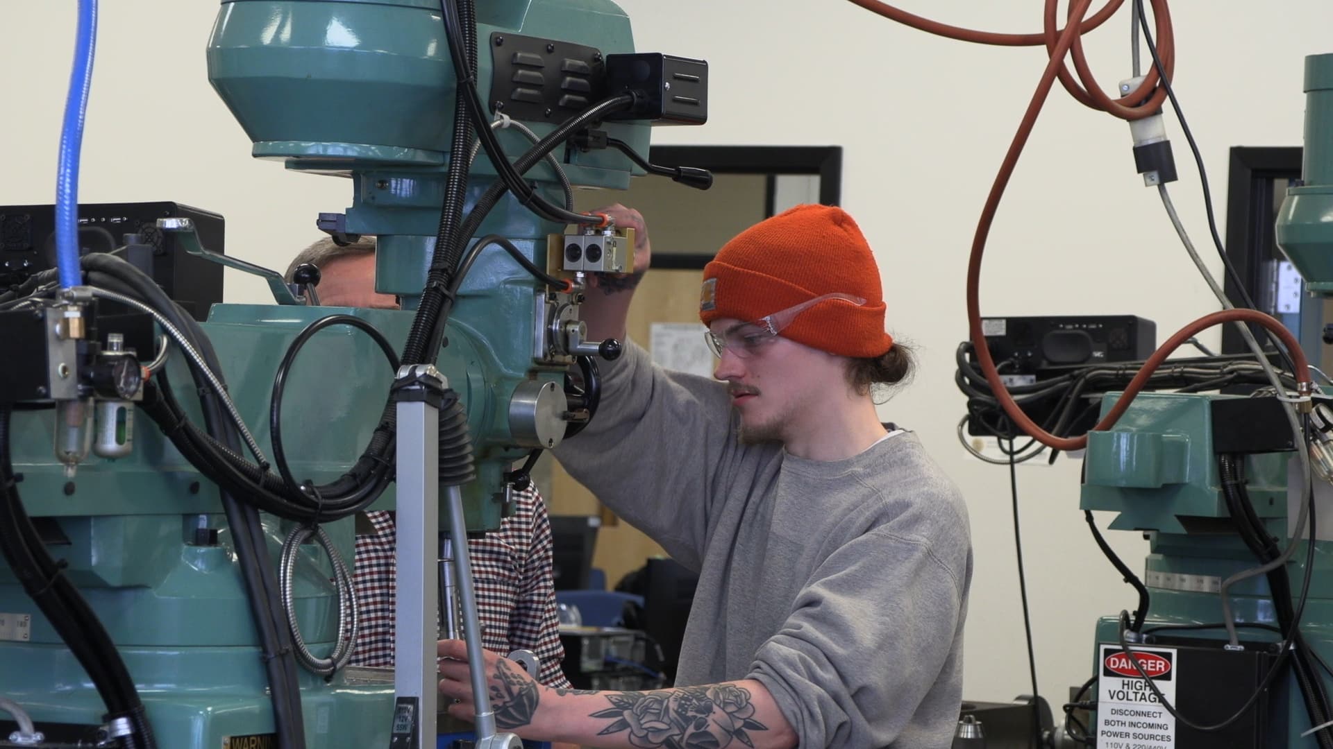 Precision Manufacturing student pictured working in the machine tool lab at NCC