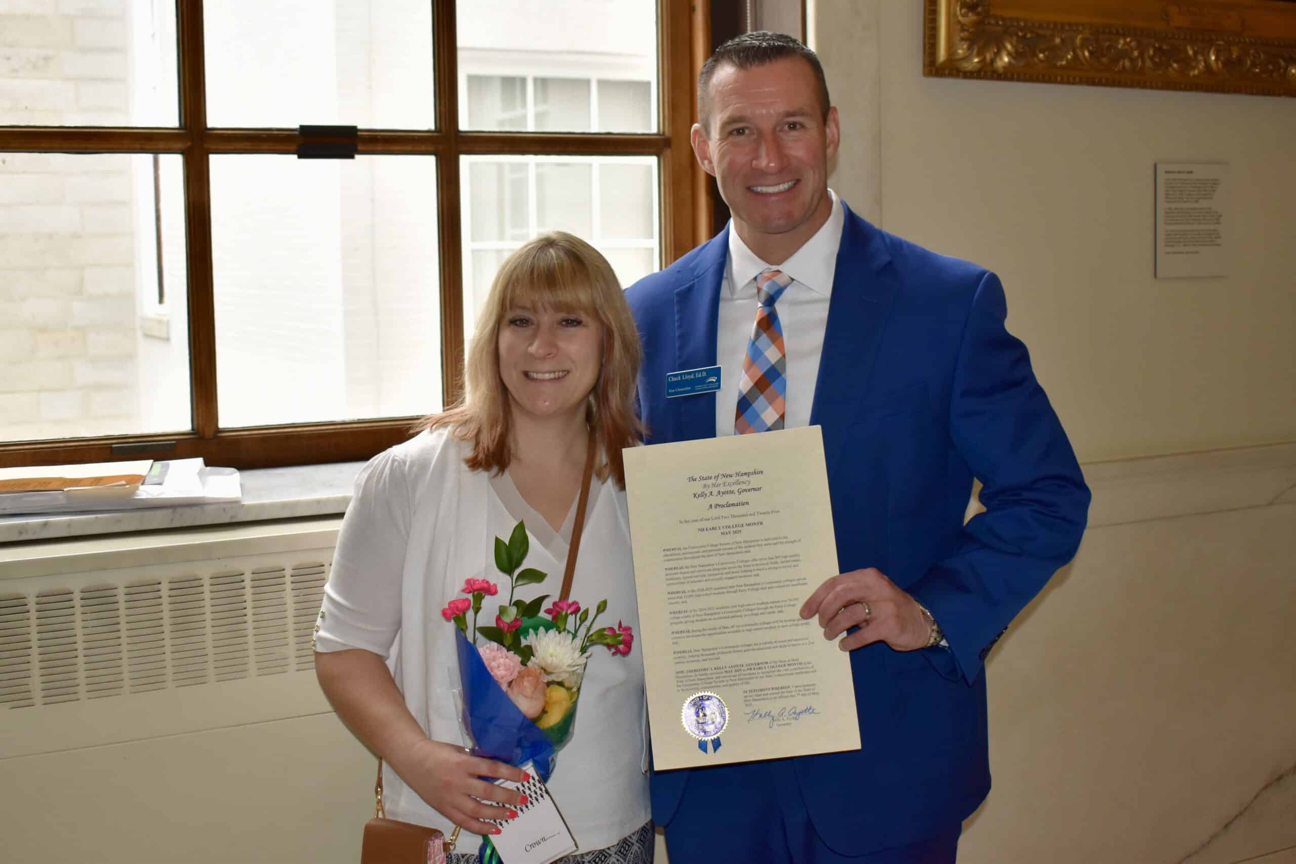 Marisa Dardagiannopoulos, coordinator of the career center at Nashua Technology Center, pictured with Chuck Lloyd, Vice Chancellor of the Community College System of New Hampshire
