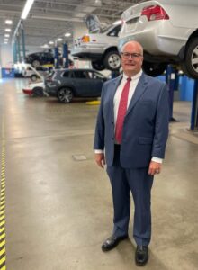 President James Keane in the Automotive Lab at NCC